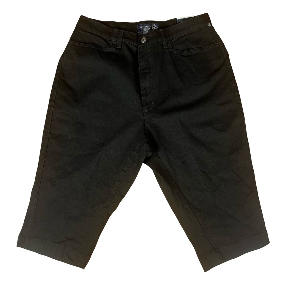 Venezia Jeans Black Bermuda Shorts Womens 18 Plus Stretch Denim Long Inseam
